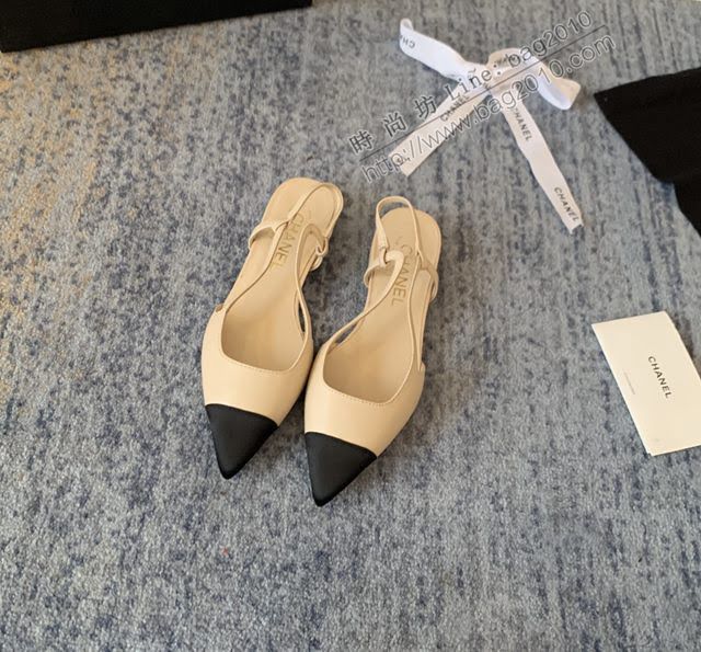 Chanel女鞋 香奈兒2020Cruise新款 小香單鞋 Chanel羊皮後空涼鞋  naq1123